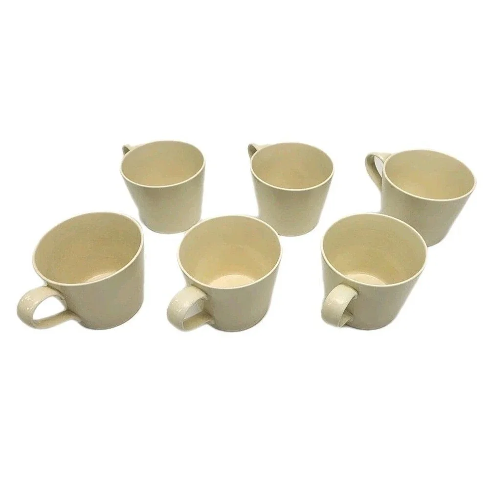 Crate & Barrel Coffee Mugs Set of 6 Ivory 3.25
